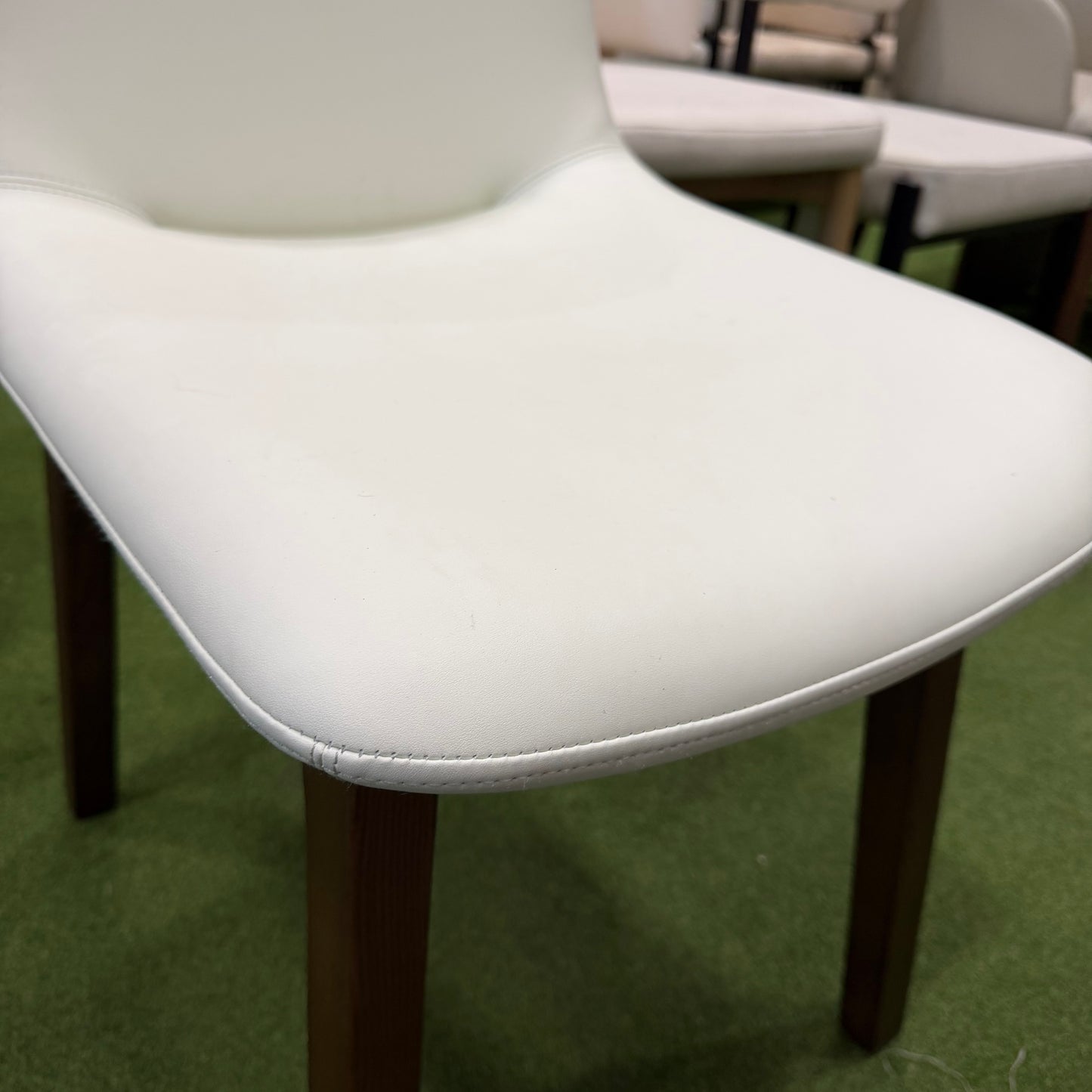 Aubrey Side Chair - Microfiber Leather: Trento Eggshell, Walnut Stain