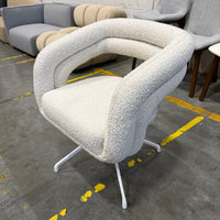 Mia Dining Chair - Chatou Boucle: Pearl, White Base