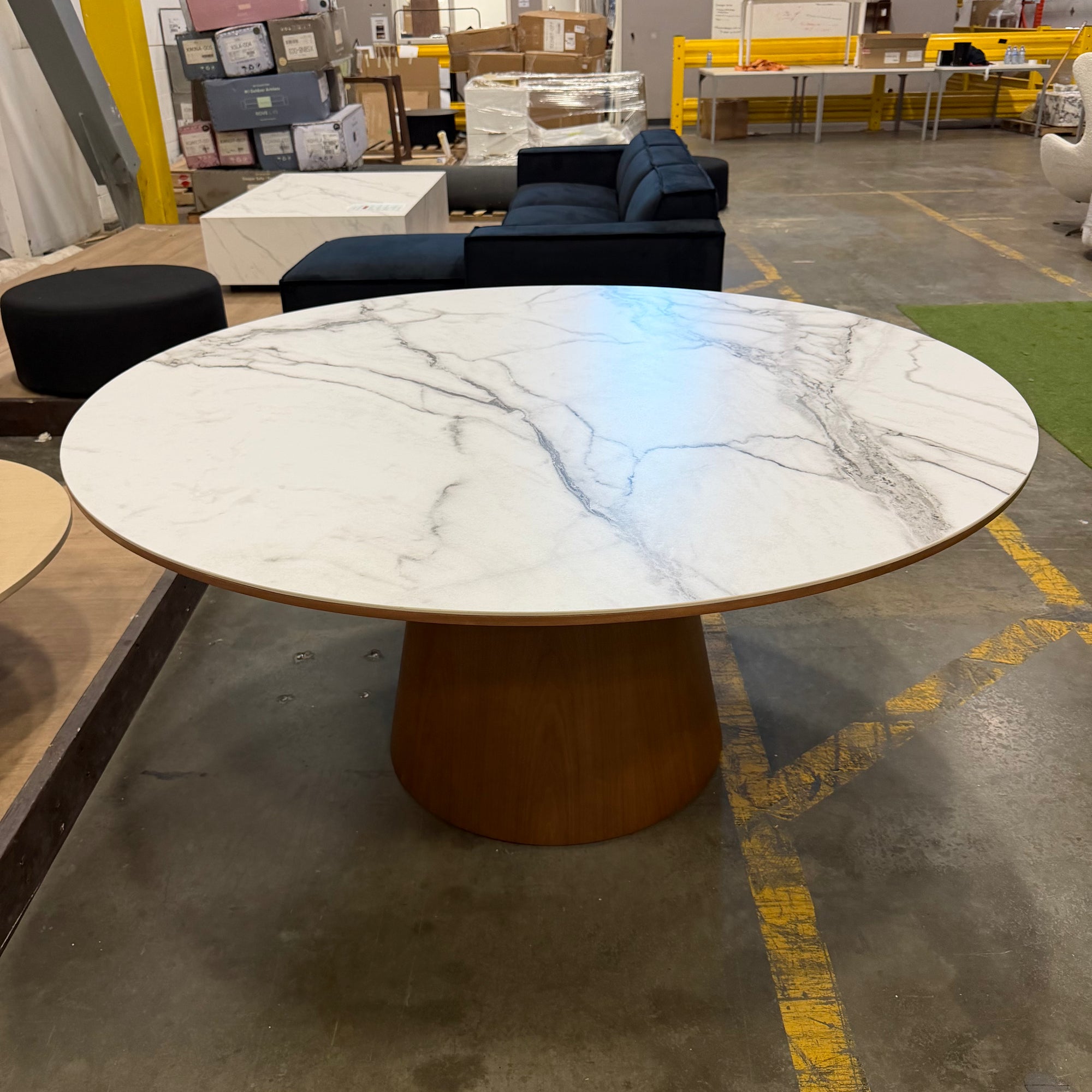 Winston Dining Table - White Calacatta Ceramic, 63"