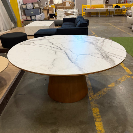 Winston Dining Table - White Calacatta Ceramic, 63"