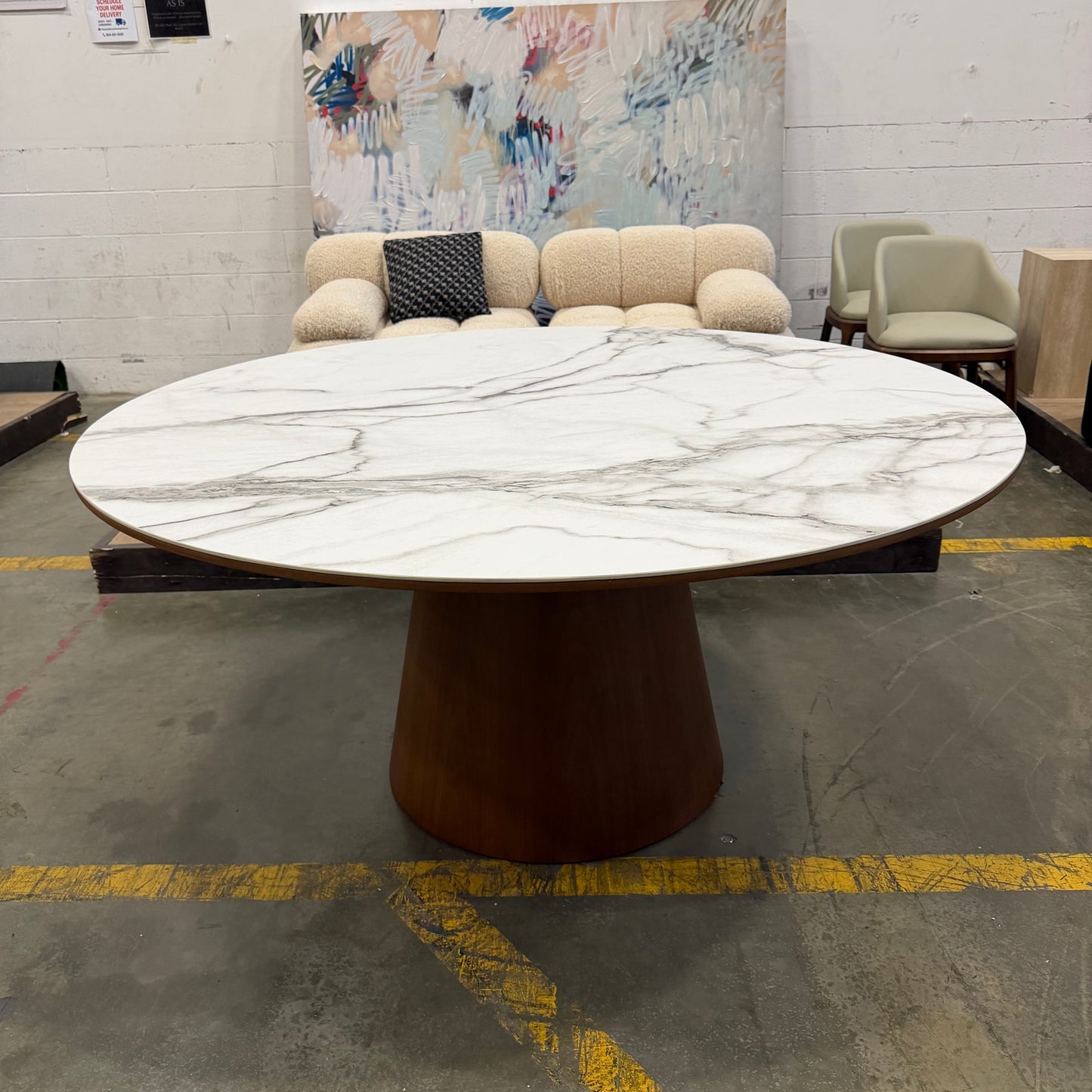 Winston Dining Table - White Calacatta Ceramic, 63"