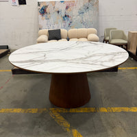 Winston Dining Table - White Calacatta Ceramic, 63"