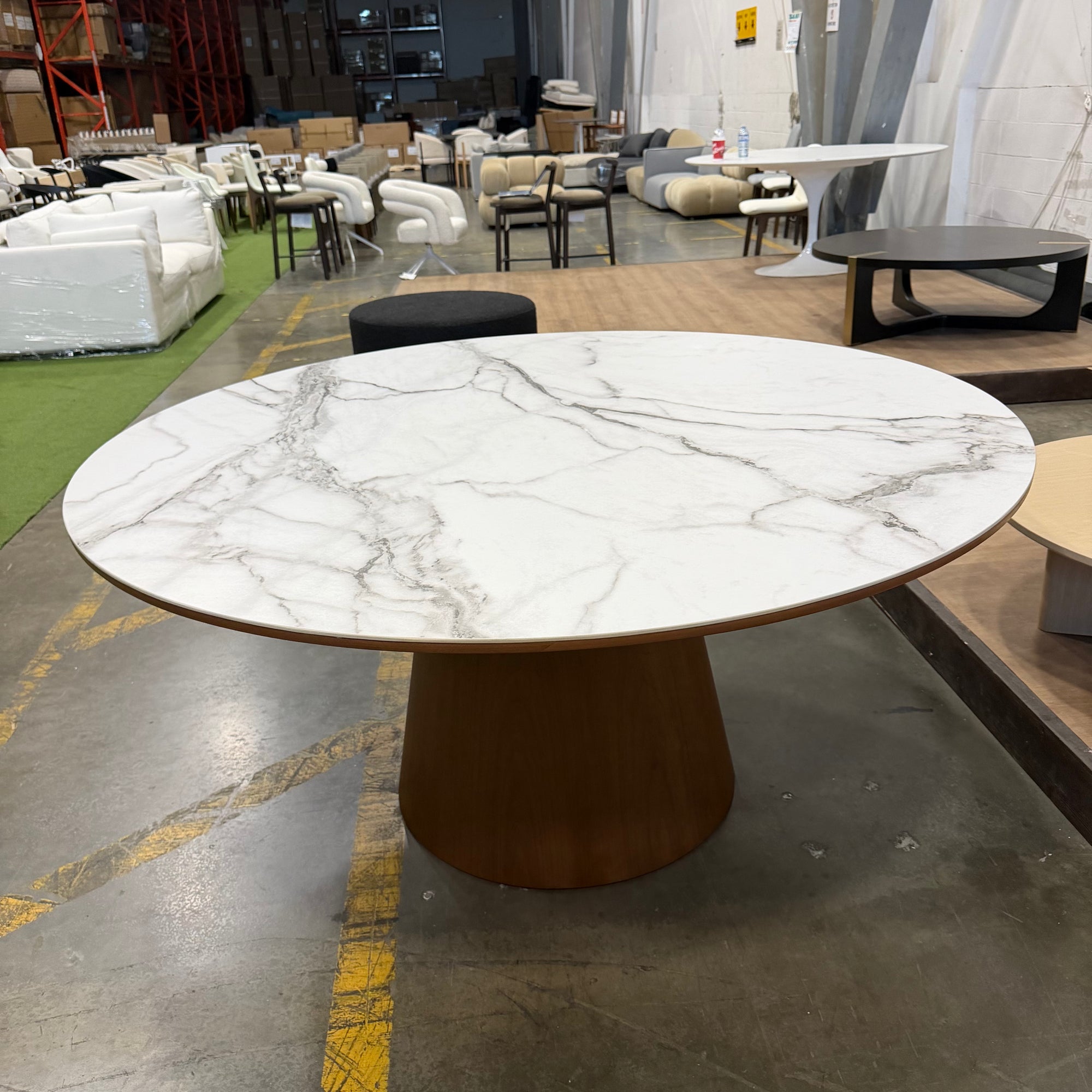 Winston Dining Table - White Calacatta Ceramic, 63"