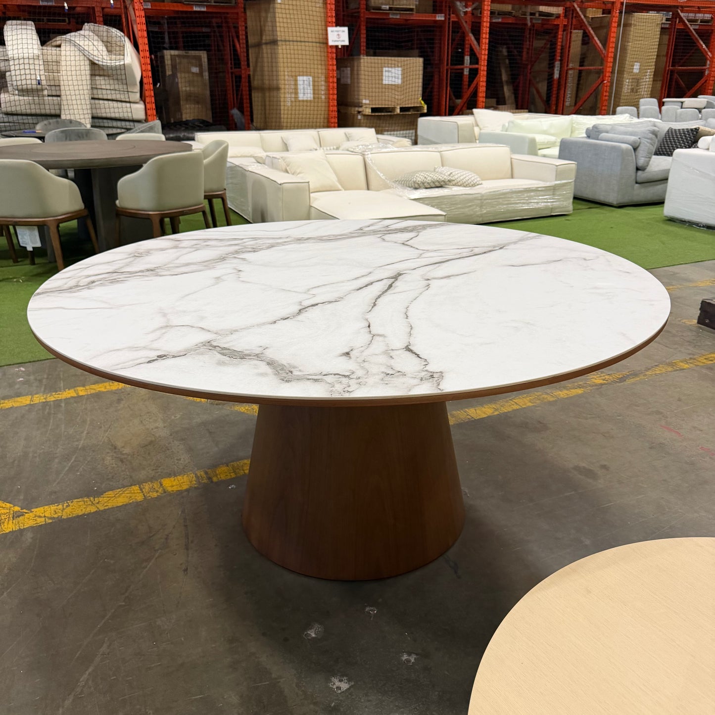 Winston Dining Table - White Calacatta Ceramic, 63"