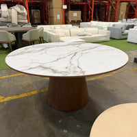 Winston Dining Table - White Calacatta Ceramic, 63"