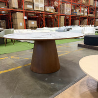 Winston Dining Table - White Calacatta Ceramic, 63"