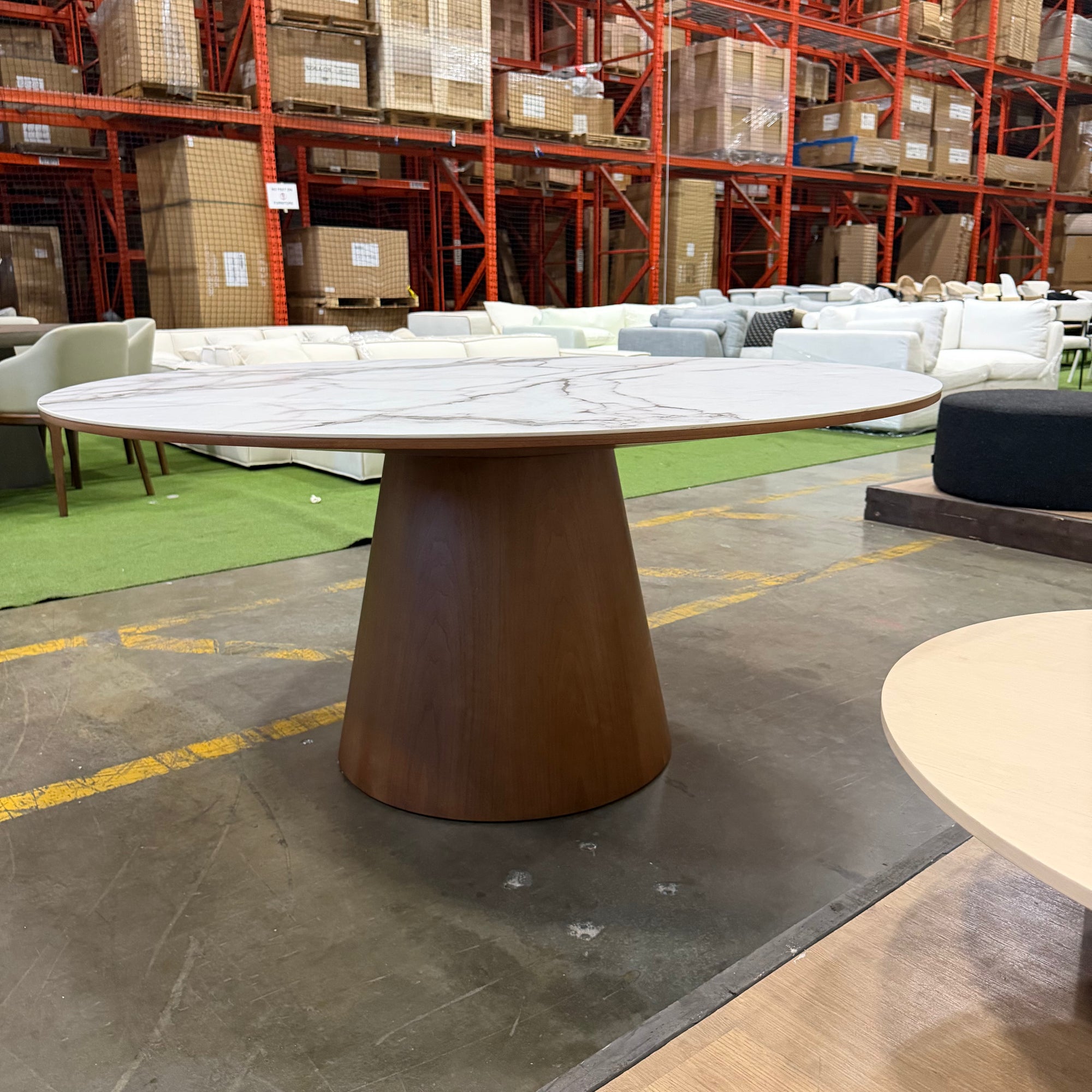 Winston Dining Table - White Calacatta Ceramic, 63"