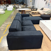 Porter Sectional - Plush Velvet: Black, Right Hand Facing