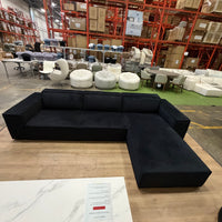 Porter Sectional - Plush Velvet: Black, Right Hand Facing