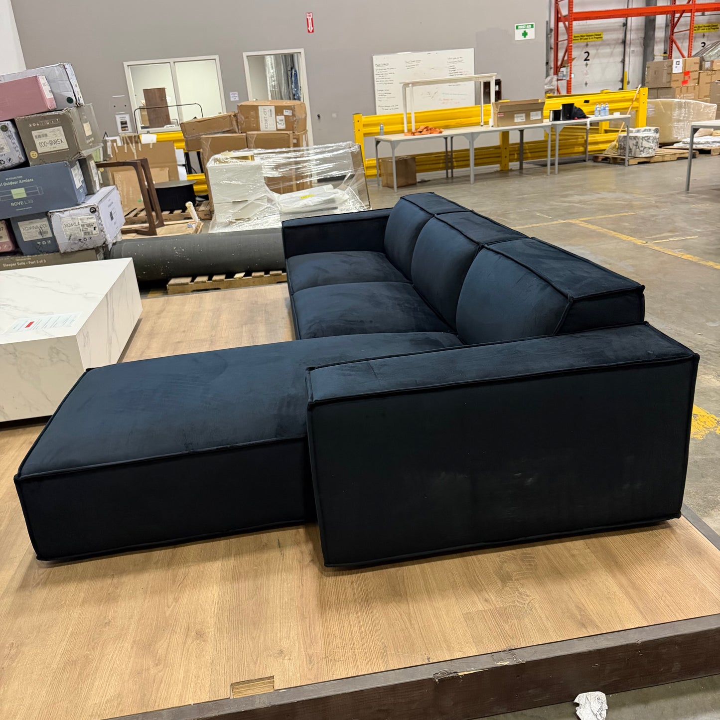 Porter Sectional - Plush Velvet: Black, Right Hand Facing