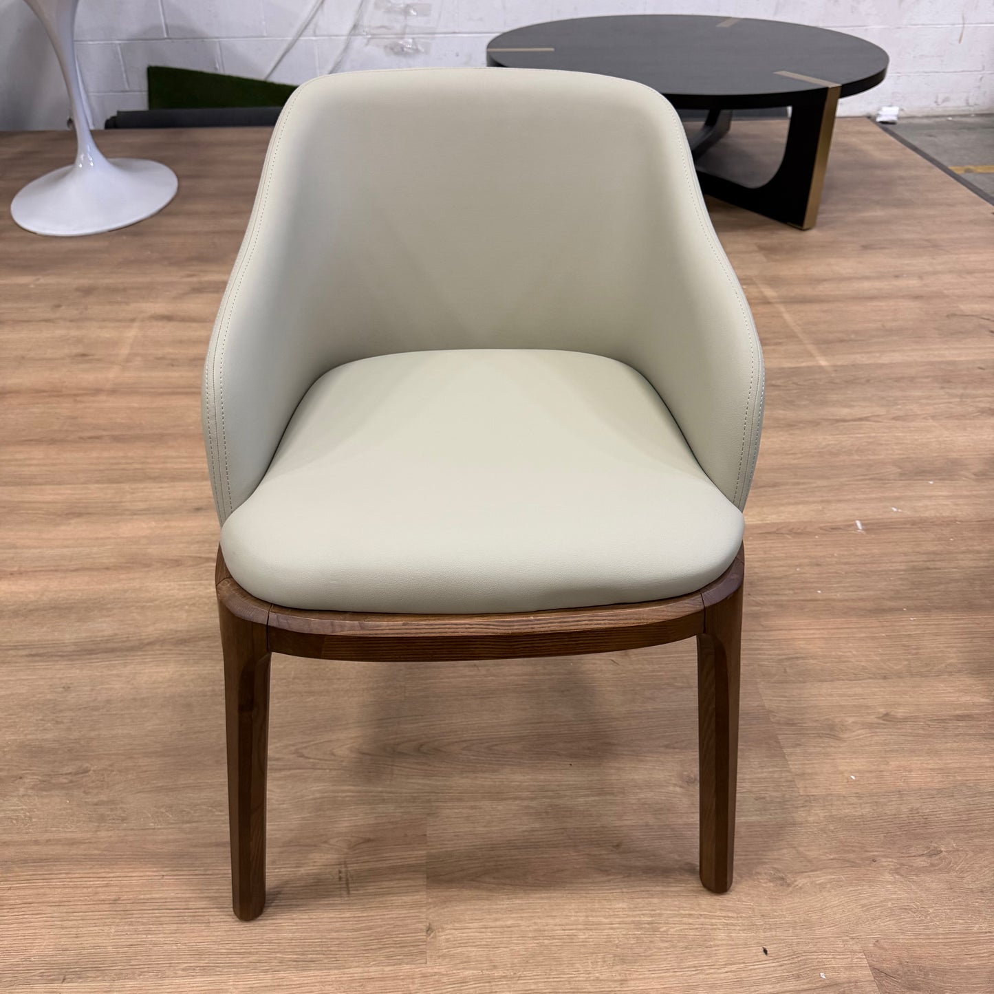 Aubrey Armchair - PU Leather: Monaco Grey, Walnut Stain