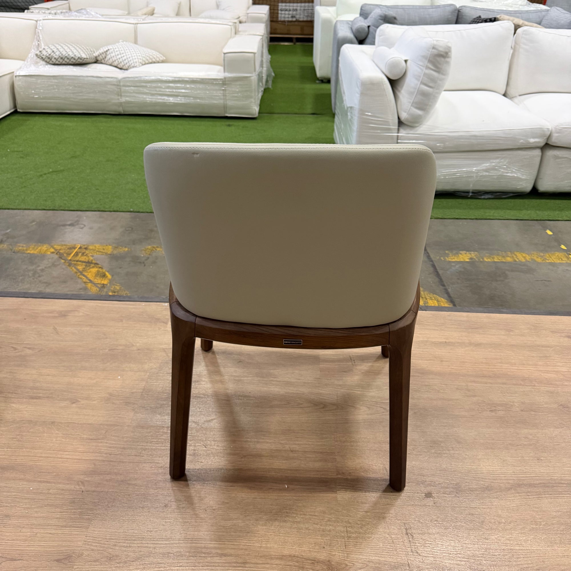 Aubrey Armchair - PU Leather: Monaco Grey, Walnut Stain