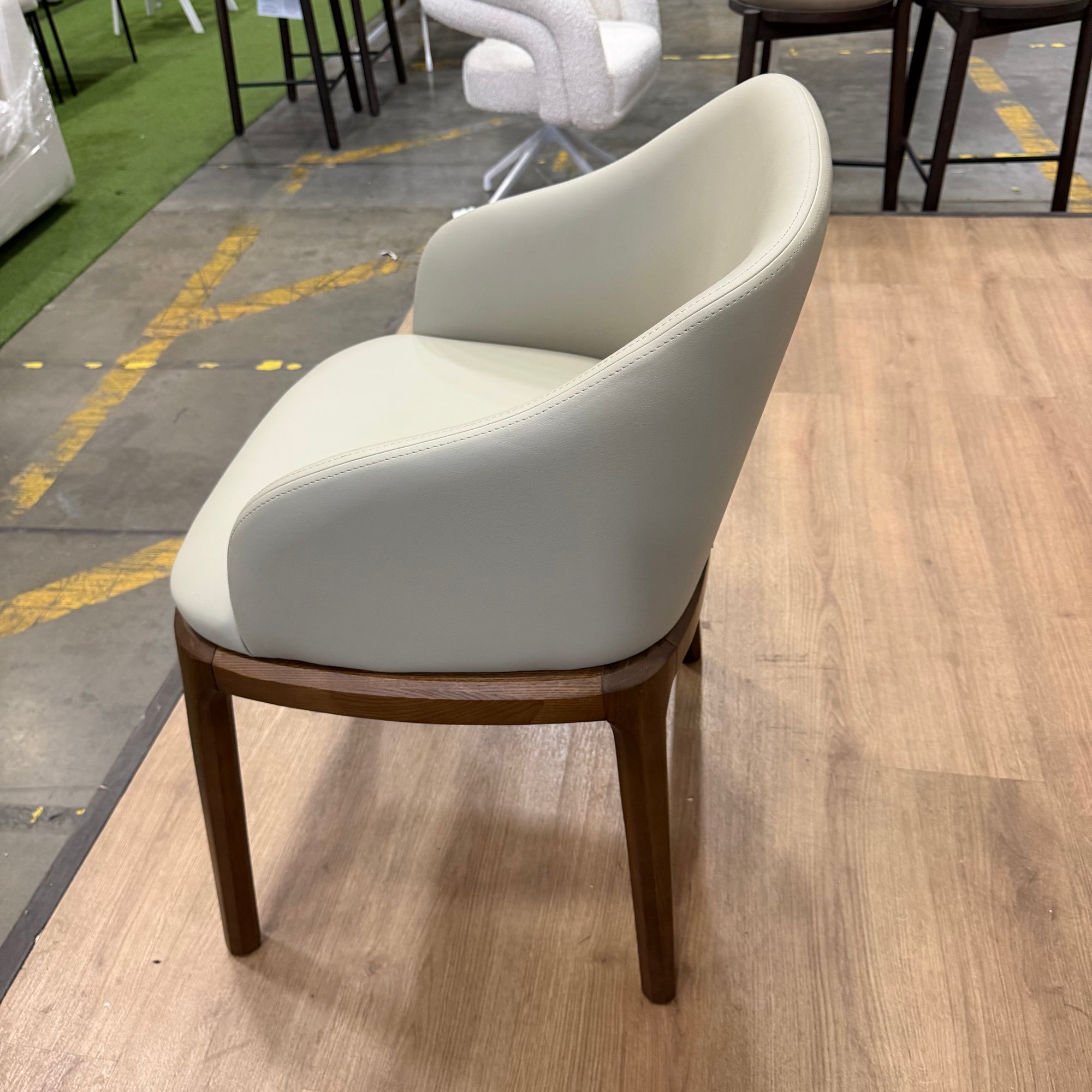 Aubrey Armchair - PU Leather: Monaco Grey, Walnut Stain