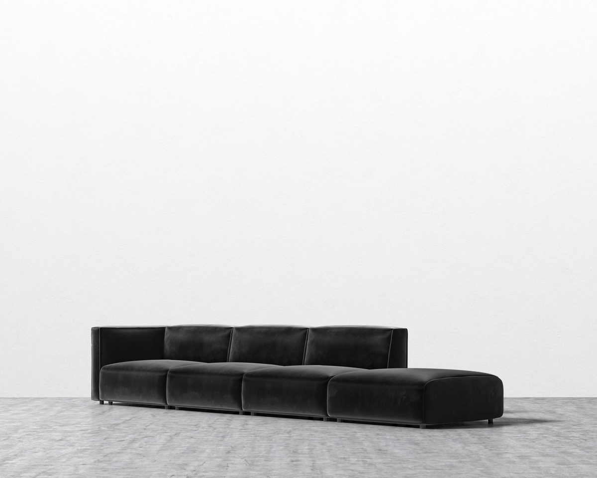 Arya Modular Sectional - Open Right, Plush Velvet - Black