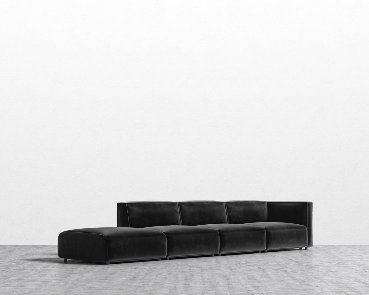 Arya Modular Sectional - Open Left, Plush Velvet - Black