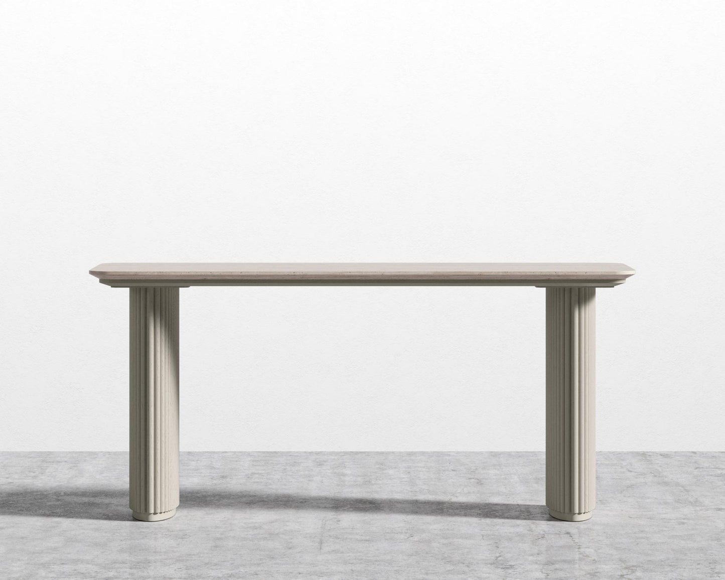 Athena Desk - Alabaster Matte Lacquer, White Travertine, 48" | 122cm