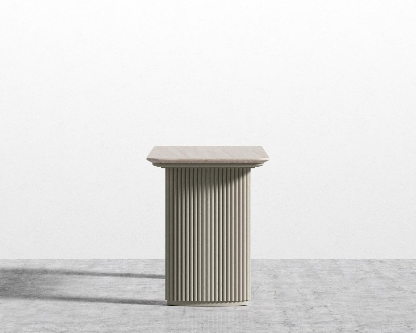 Athena Desk - Alabaster Matte Lacquer, White Travertine, 48" | 122cm