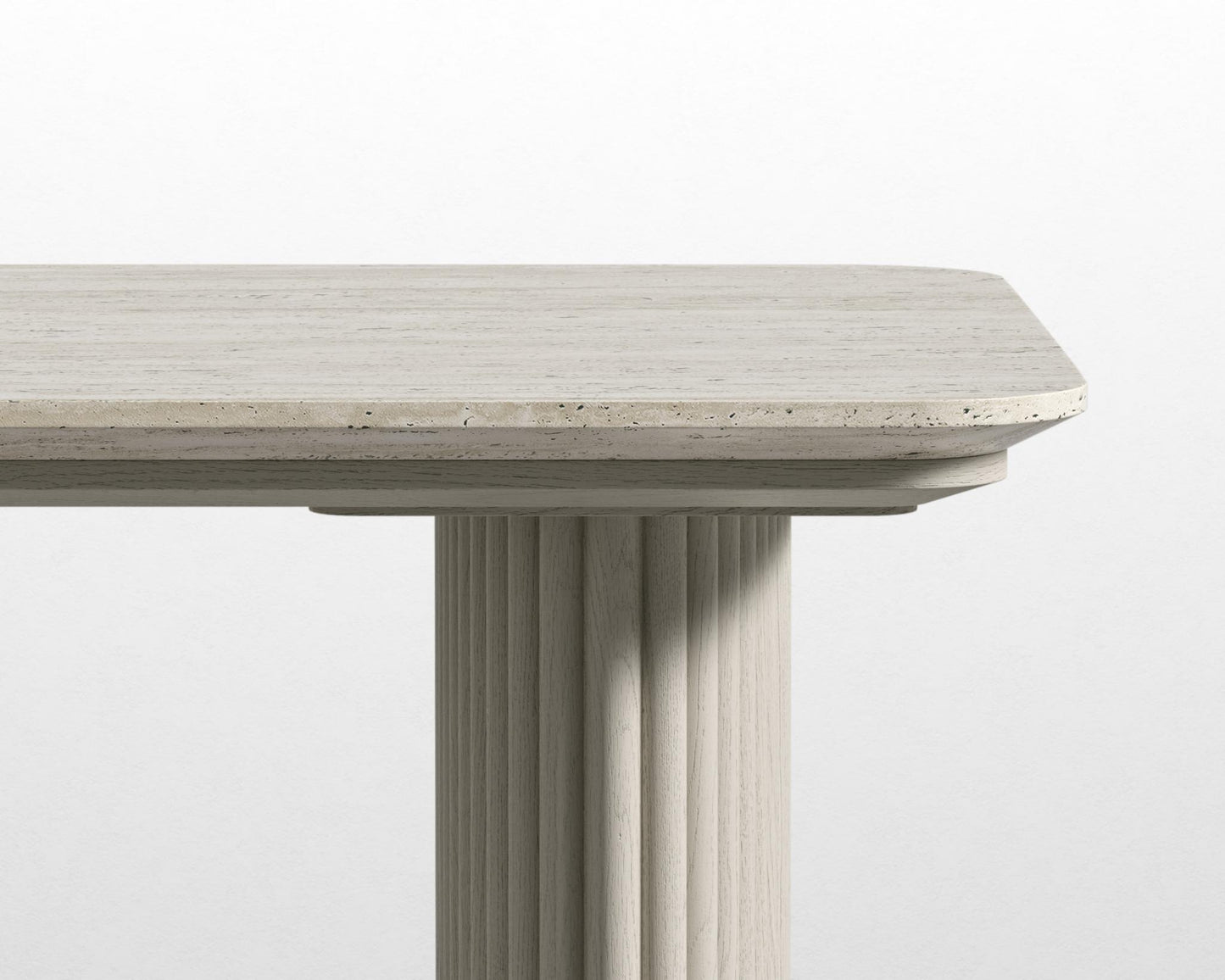 Athena Desk - Alabaster Matte Lacquer, White Travertine, 48" | 122cm