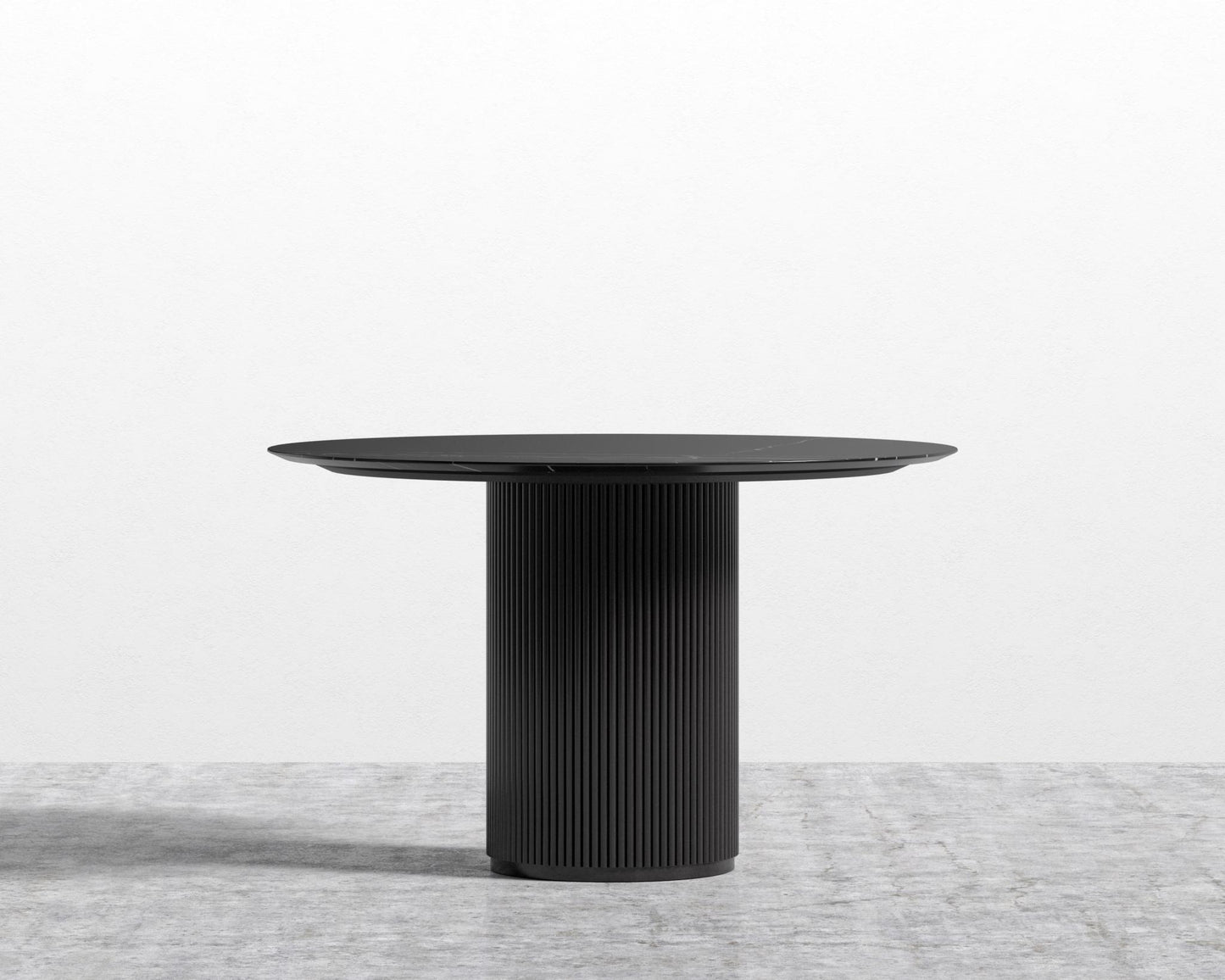Athena Round Dining Table - Ebony, 48" | 122cm, Black Pietra Ceramic