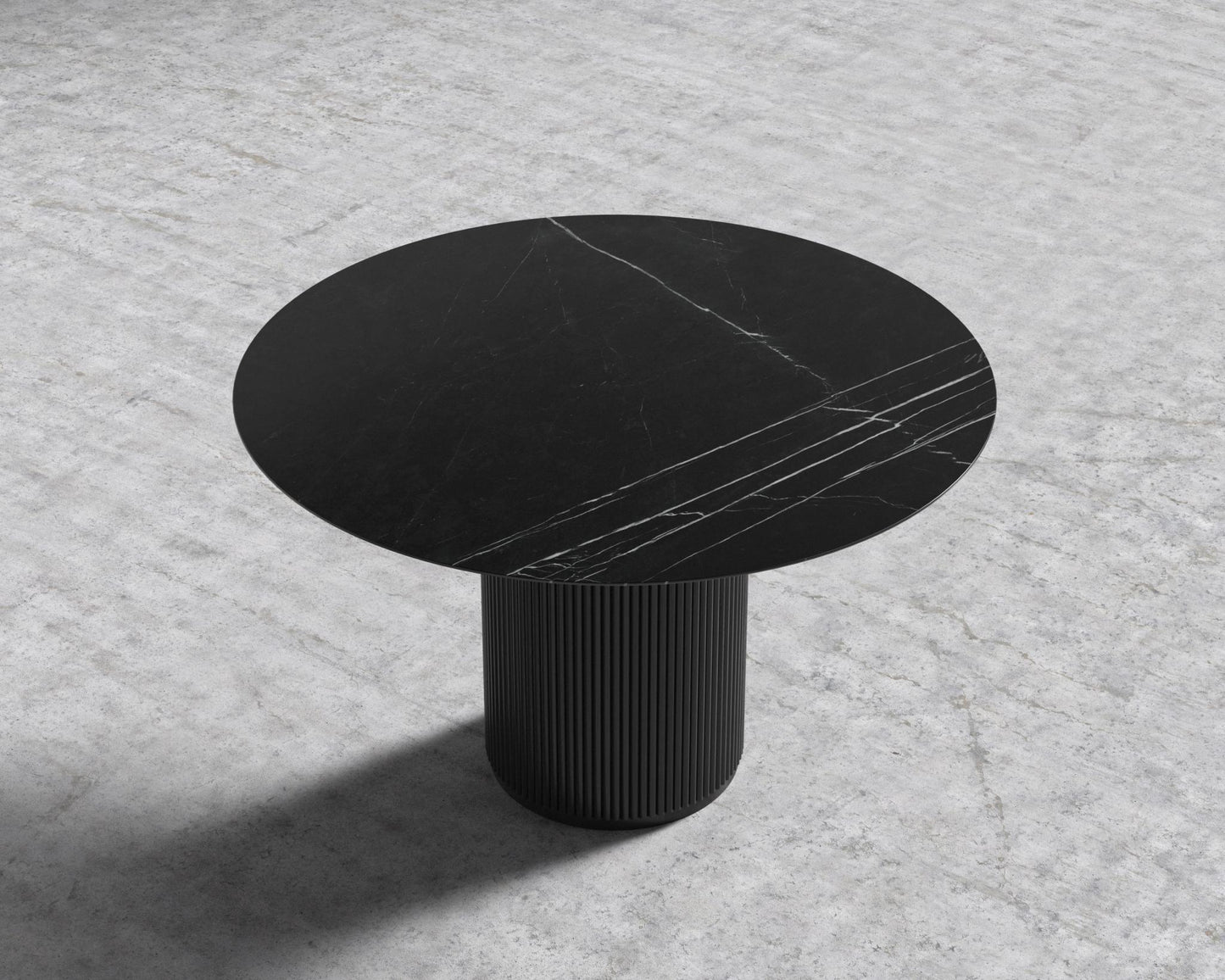 Athena Round Dining Table - Ebony, 48" | 122cm, Black Pietra Ceramic