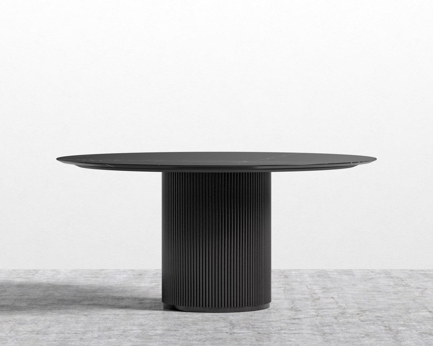 Athena Round Dining Table - Ebony, 48" | 122cm, Black Pietra Ceramic