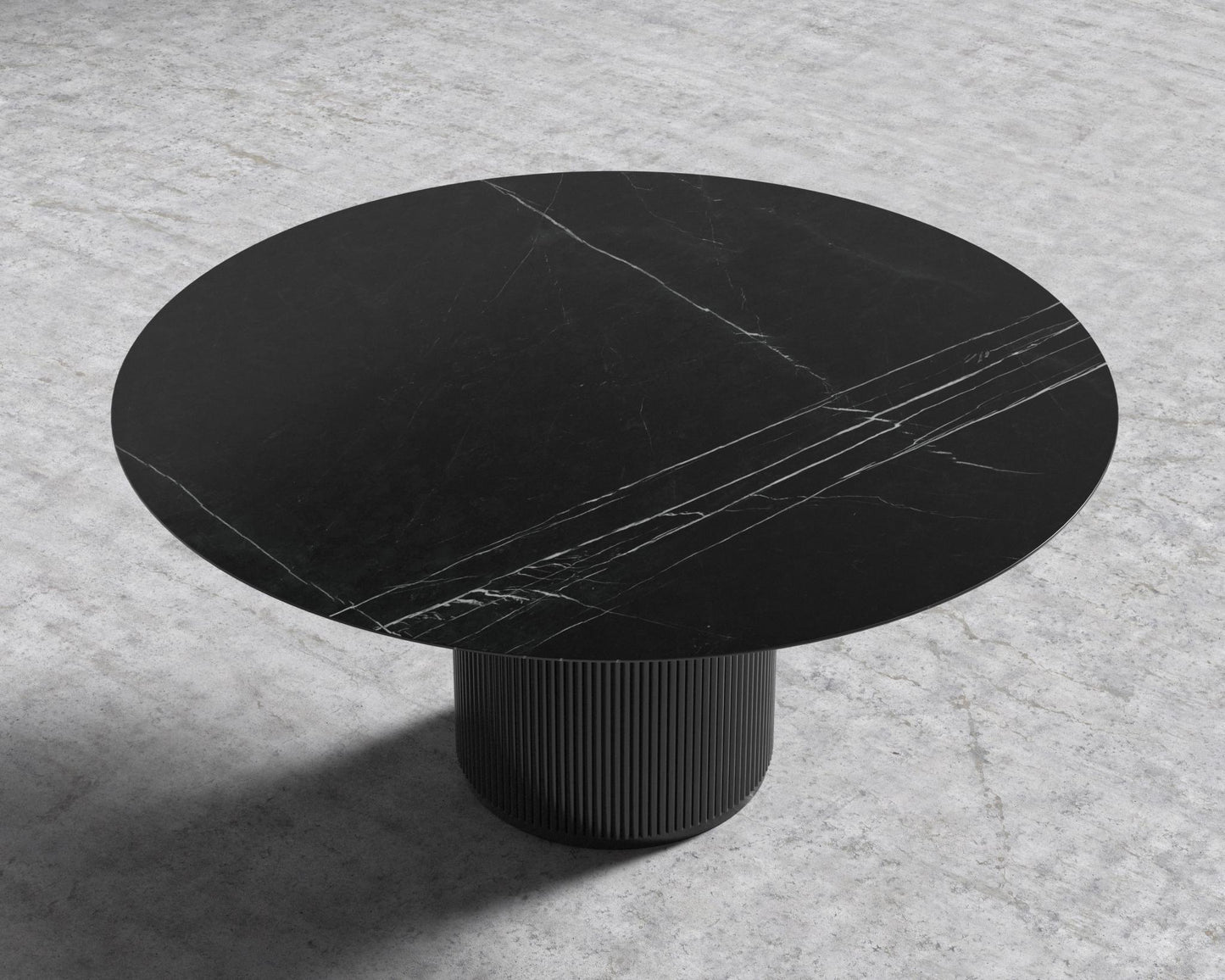 Athena Round Dining Table - Ebony, 48" | 122cm, Black Pietra Ceramic