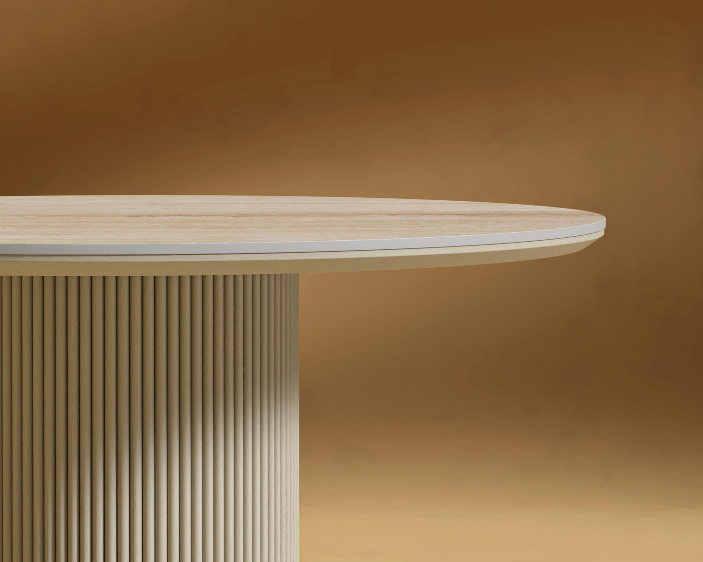 Athena Round Dining Table - Alabaster Matte Lacquer, White Travertine, 48" | 122cm