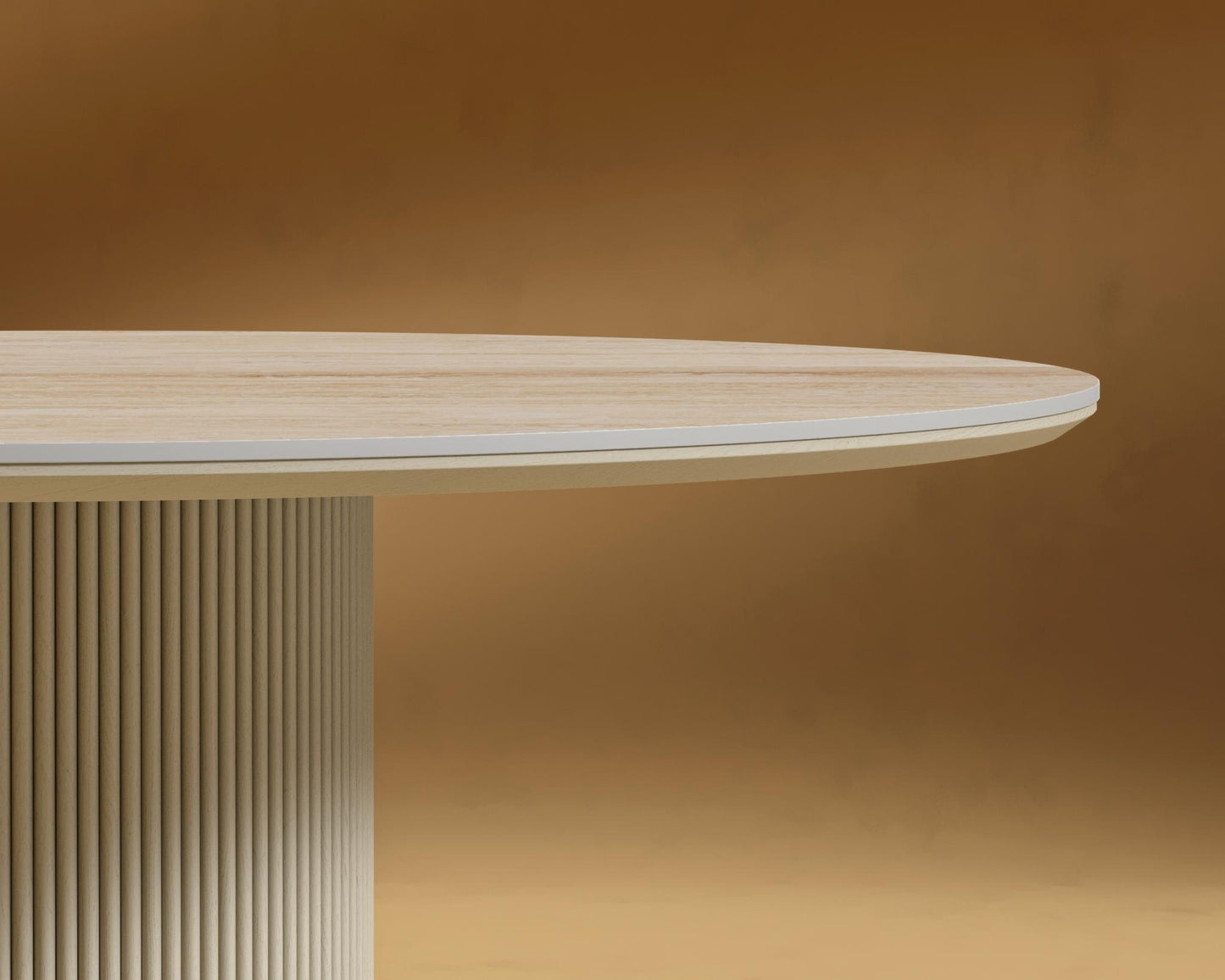 Athena Round Dining Table - Alabaster Matte Lacquer, White Travertine, 48" | 122cm