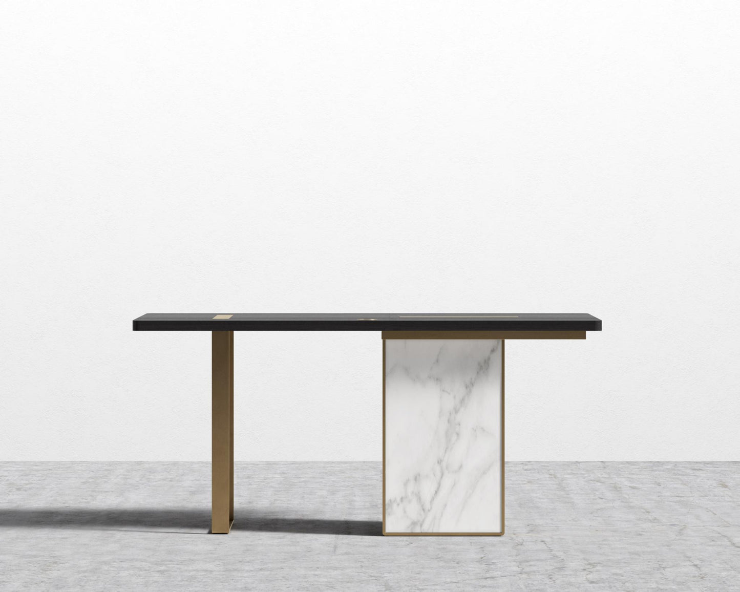 Augustus Desk - White Calacatta Ceramic, 63" x 31.5", Glossy White Lacquer