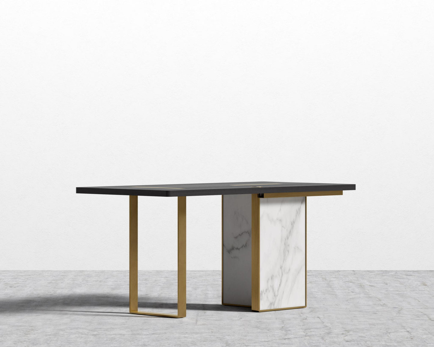 Augustus Desk - White Calacatta Ceramic, 63" x 31.5", Glossy White Lacquer