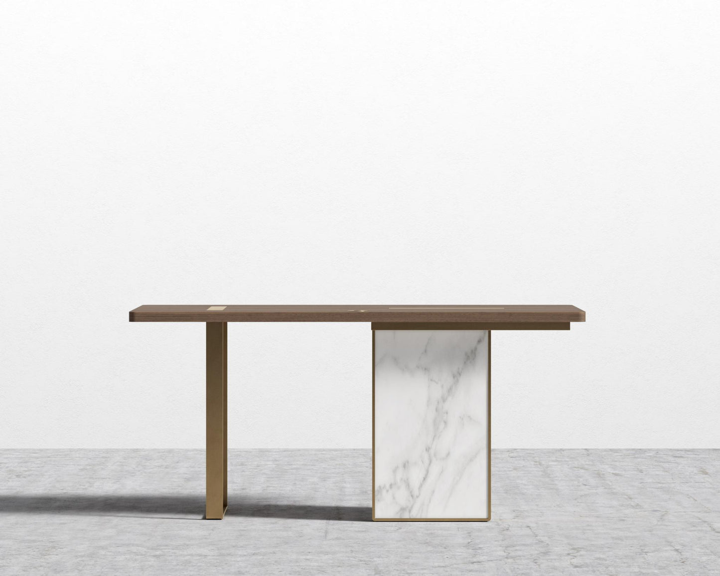 Augustus Desk - White Calacatta Ceramic, 63" x 31.5", Glossy White Lacquer
