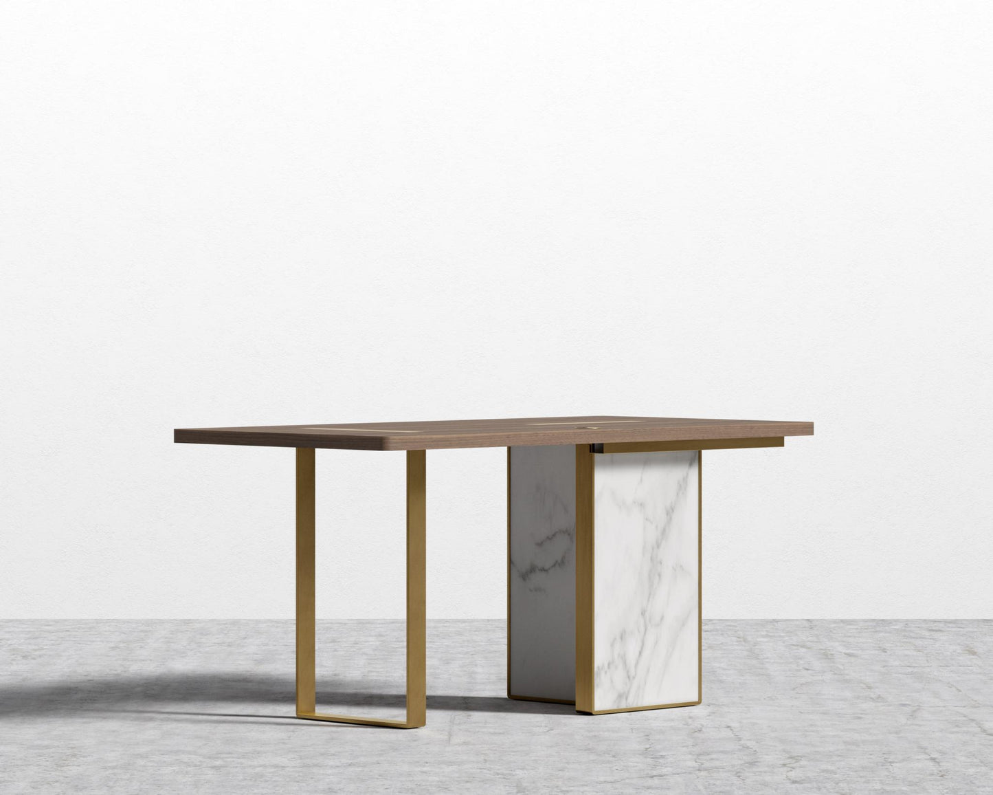 Augustus Desk - White Calacatta Ceramic, 63" x 31.5", Glossy White Lacquer