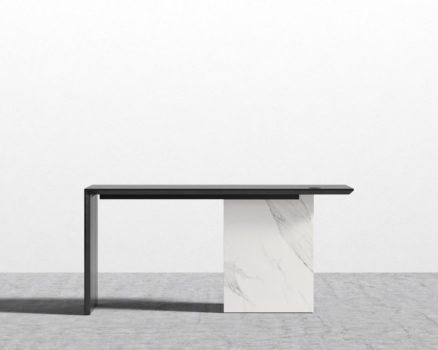 Gia Desk - White Calacatta Ceramic, 63" x 31.5", Walnut Veneer