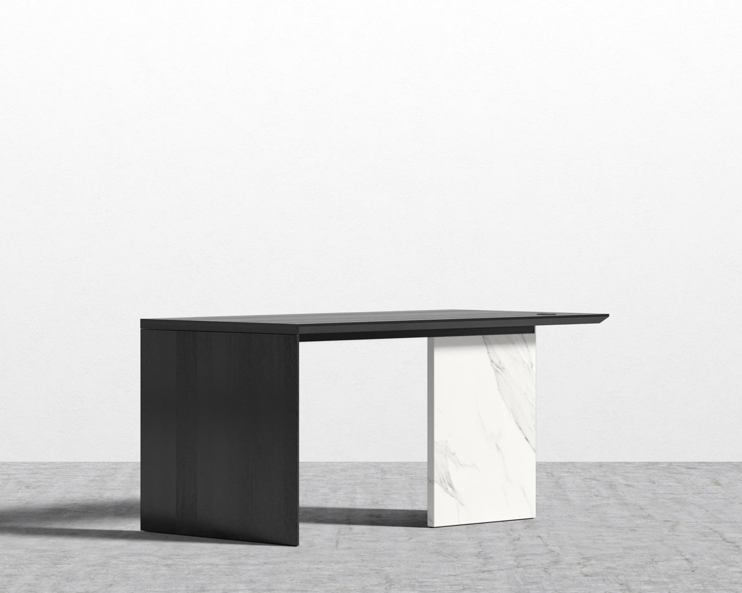 Gia Desk - White Calacatta Ceramic, 63" x 31.5", Walnut Veneer