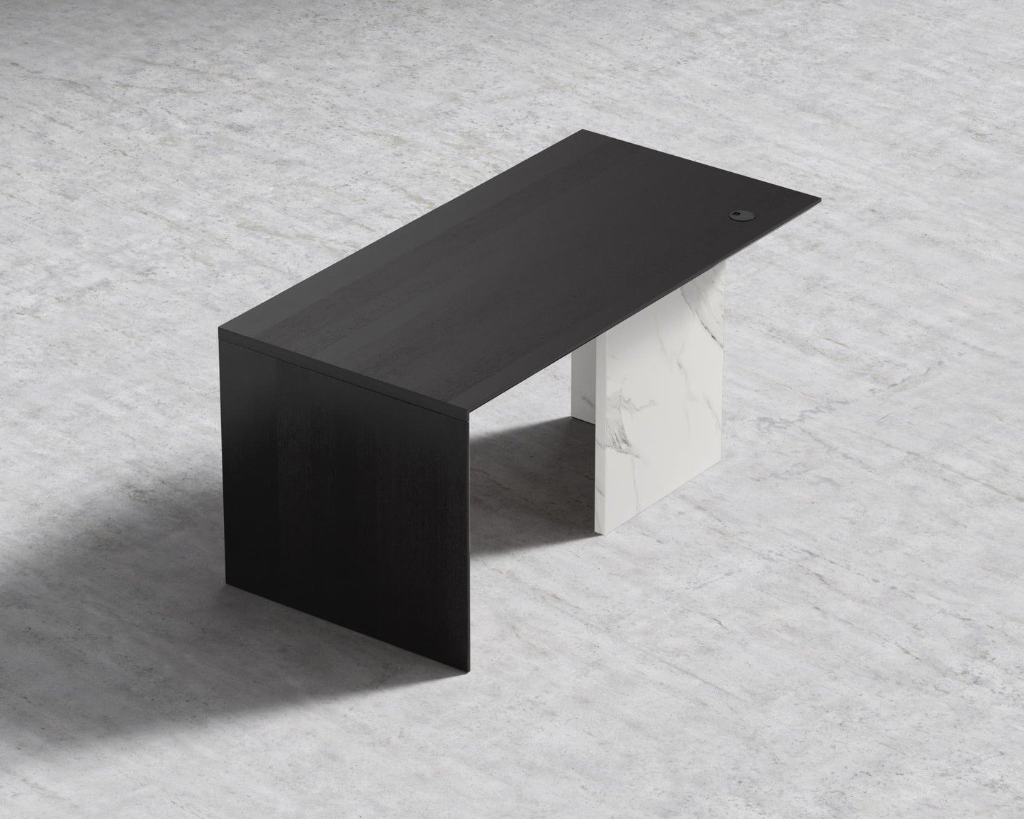 Gia Desk - White Calacatta Ceramic, 63" x 31.5", Walnut Veneer