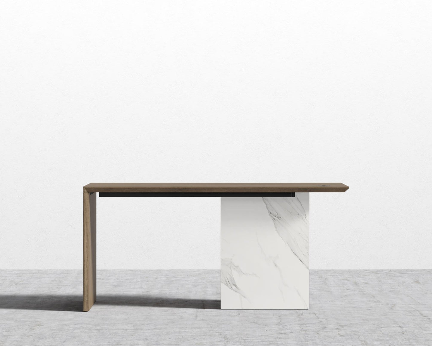 Gia Desk - White Calacatta Ceramic, 63" x 31.5", Walnut Veneer