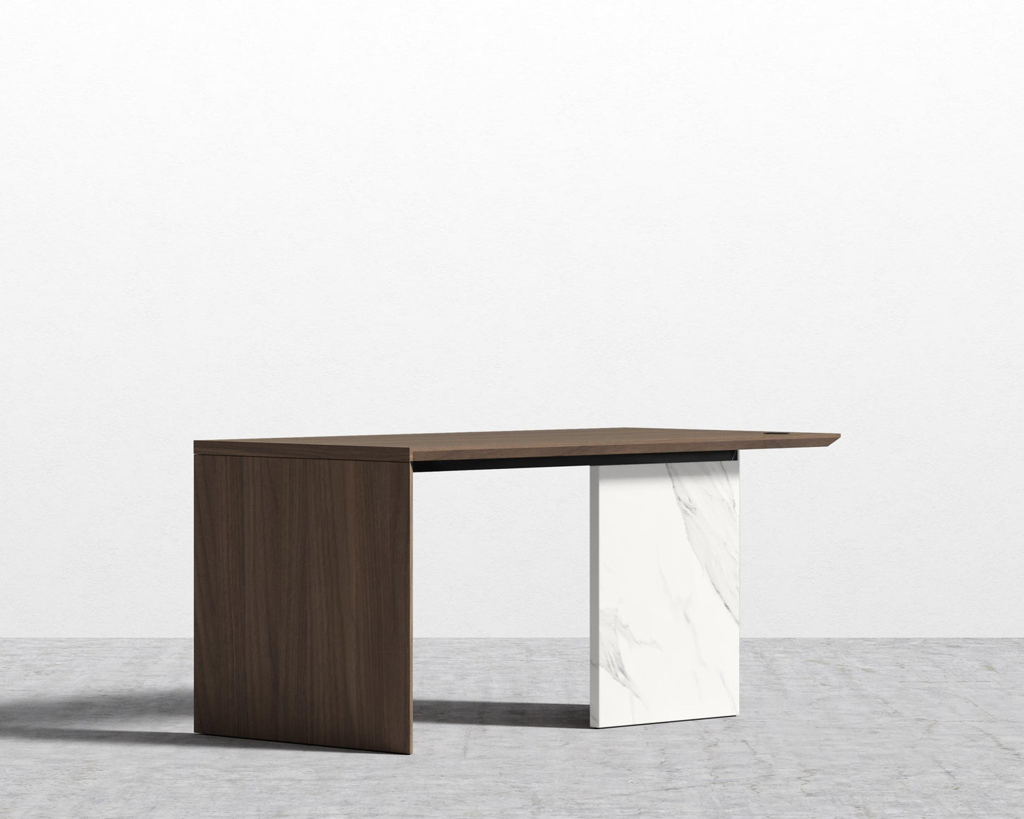 Gia Desk - White Calacatta Ceramic, 63" x 31.5", Walnut Veneer