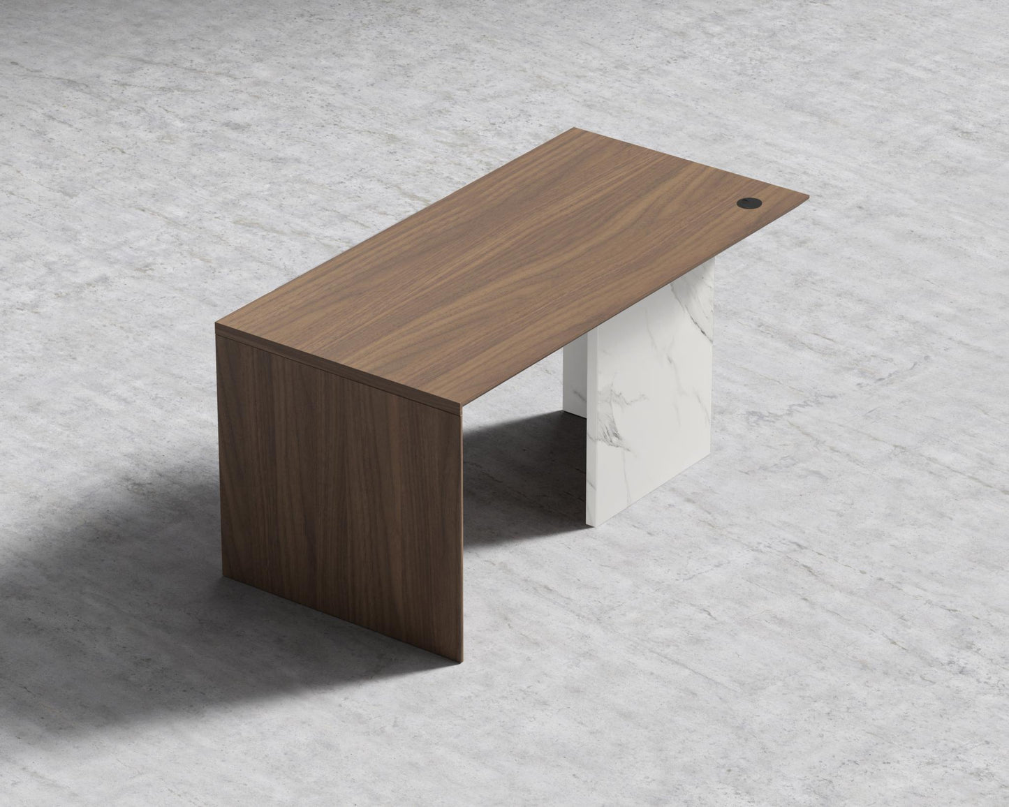 Gia Desk - White Calacatta Ceramic, 63" x 31.5", Walnut Veneer