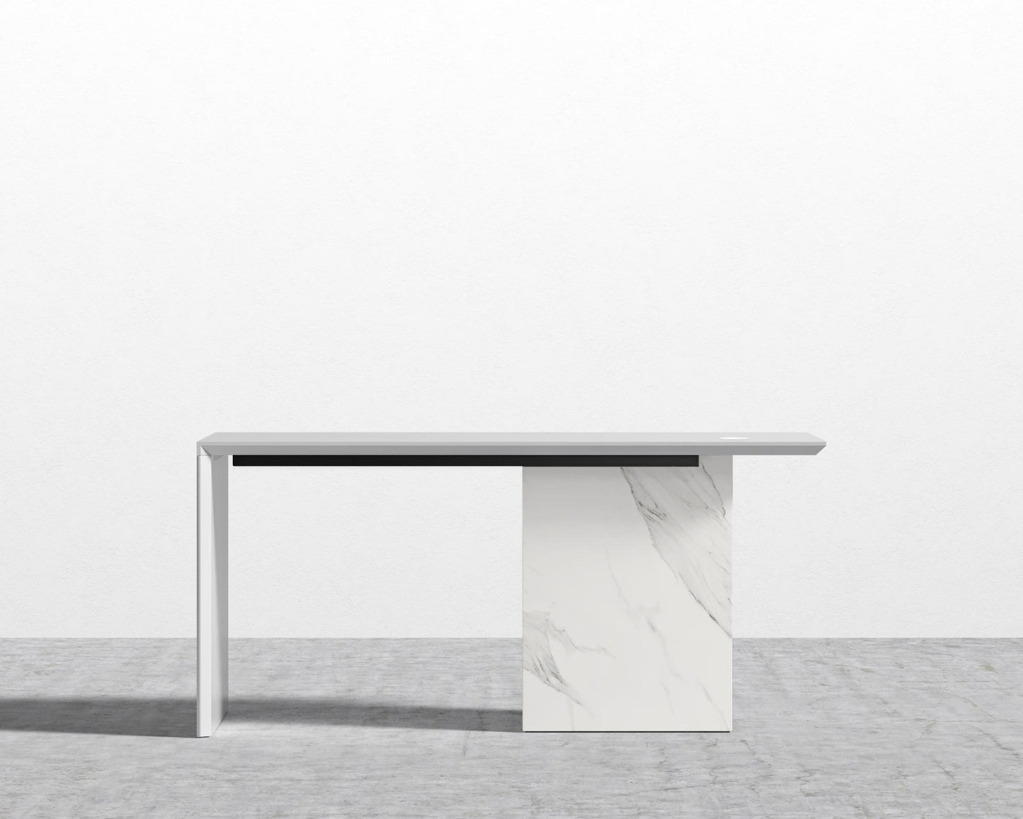 Gia Desk - White Calacatta Ceramic, 63" x 31.5", Walnut Veneer