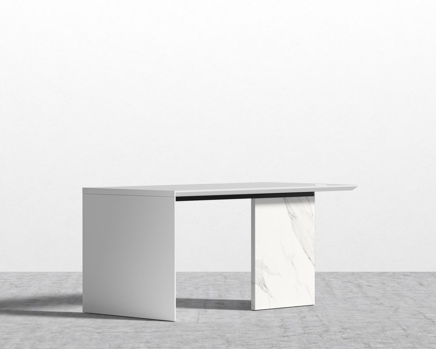 Gia Desk - White Calacatta Ceramic, 63" x 31.5", Walnut Veneer