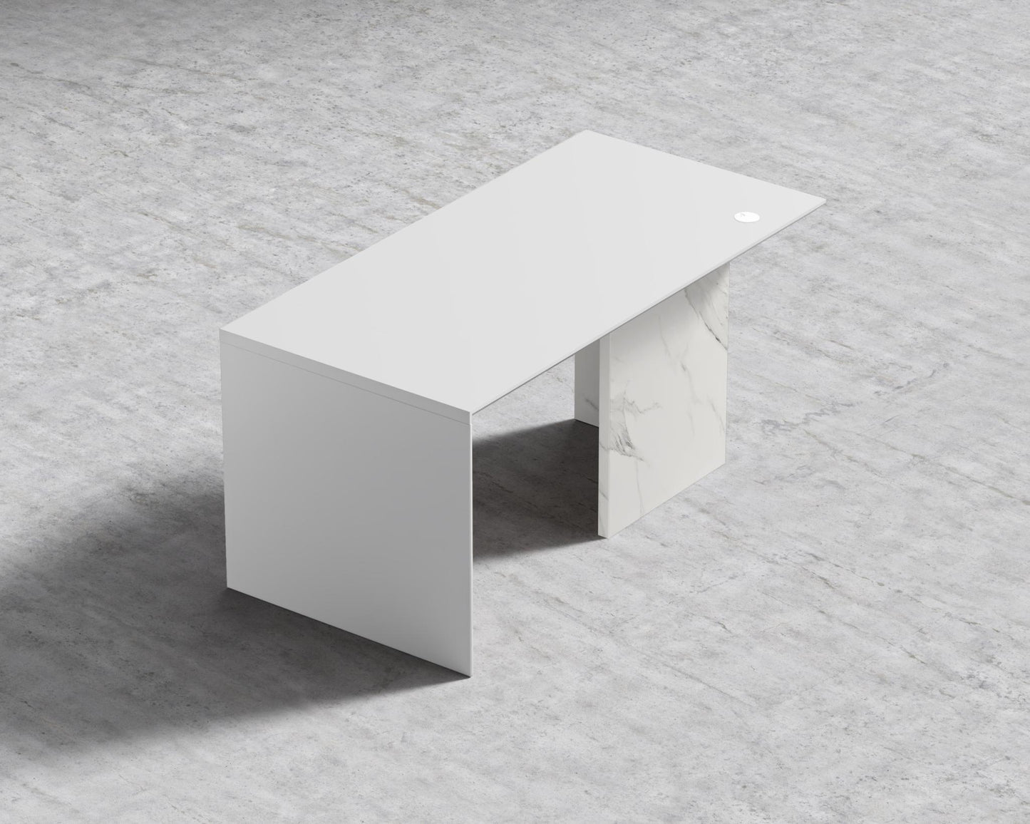 Gia Desk - White Calacatta Ceramic, 63" x 31.5", Walnut Veneer