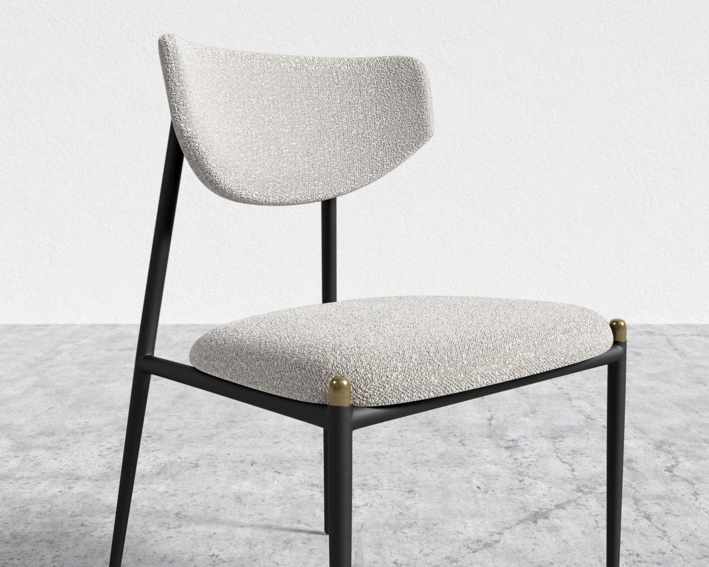 Geno Dining Chair - Black - Geno, Chatou Bouclé - Pearl