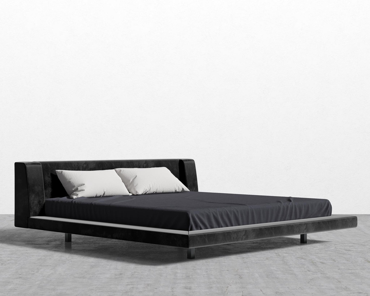 Harper Bed - Plush Velvet - Black, King
