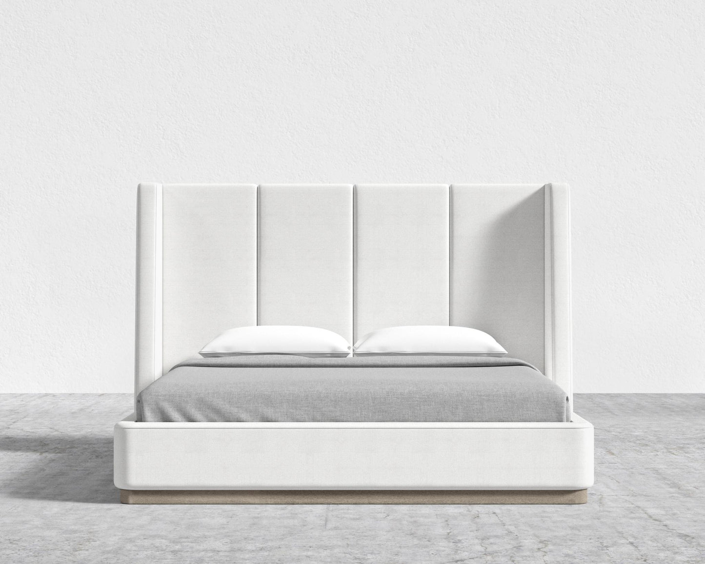 Hera Bed - Grey Oak Veneer, Performance Linen - Swan, King