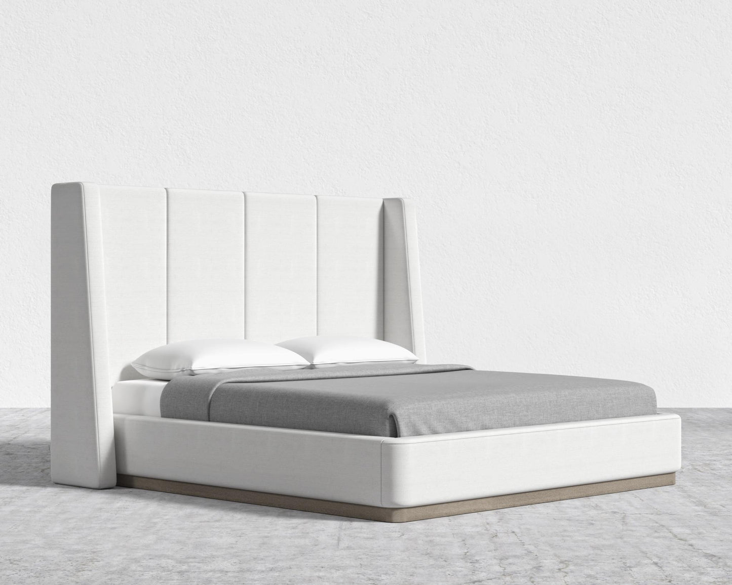 Hera Bed - Grey Oak Veneer, Performance Linen - Swan, King