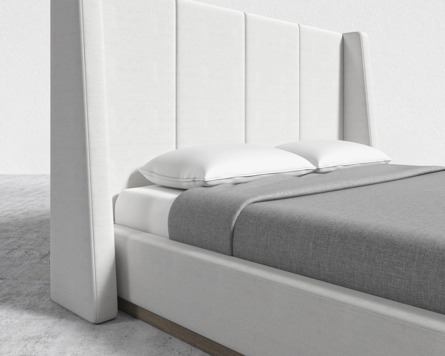 Hera Bed - Grey Oak Veneer, Performance Linen - Swan, King