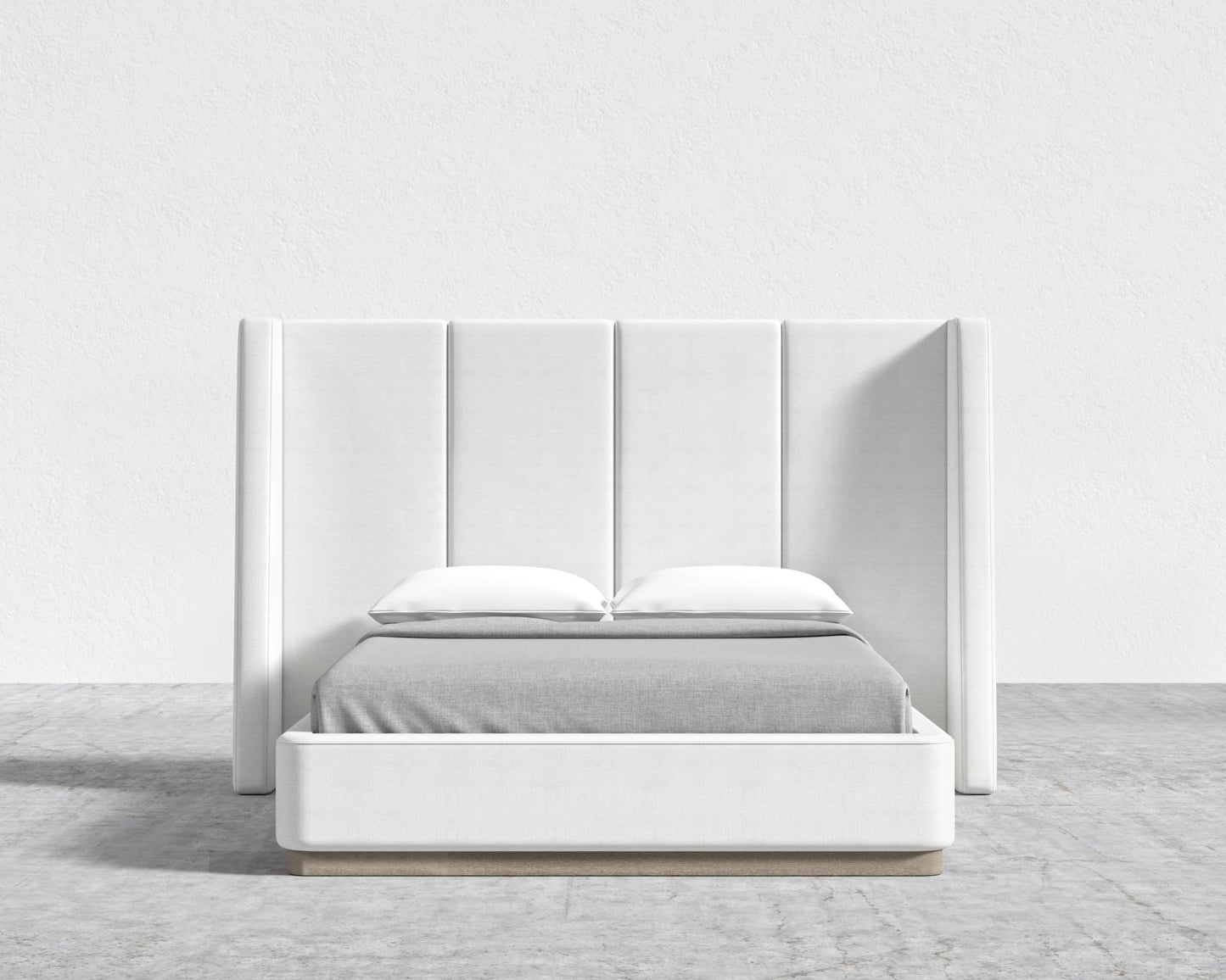 Hera Bed - Grey Oak Veneer, Performance Linen - Swan, King