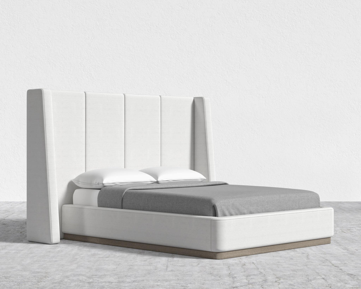 Hera Bed - Grey Oak Veneer, Performance Linen - Swan, King