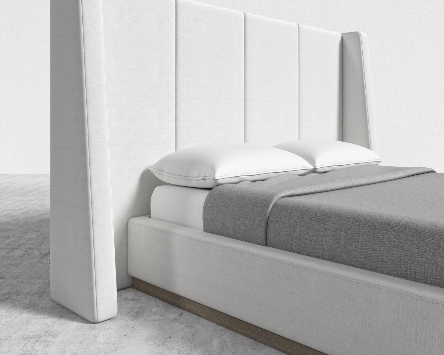 Hera Bed - Grey Oak Veneer, Performance Linen - Swan, King
