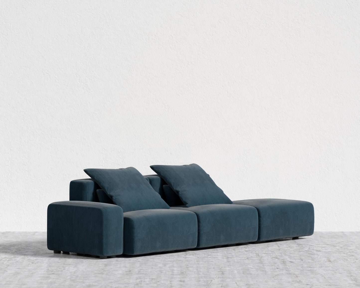 Kaye Open End Sofa L - Large, Corduroy Velvet - Cadet Blue